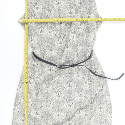 Monsoon Women Beige Geometric Sleeveless Sheath Dress Size 20