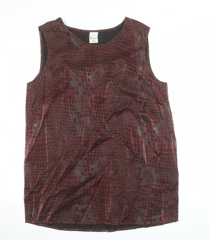 Divina of Switzerland Women's Brown Animal Print Sleeveless Tank Top Size 16