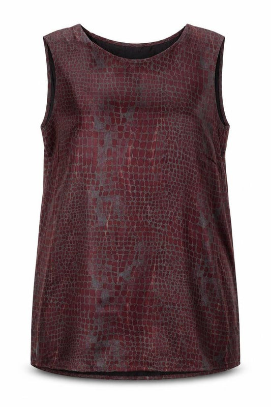 Front view of Divina of Switzerland Women's Brown Animal Print Sleeveless Tank Top, size 16