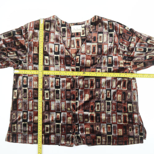 Adini Women’s Multicoloured Geometric Viscose Velvet Button-Up L Tunic Top