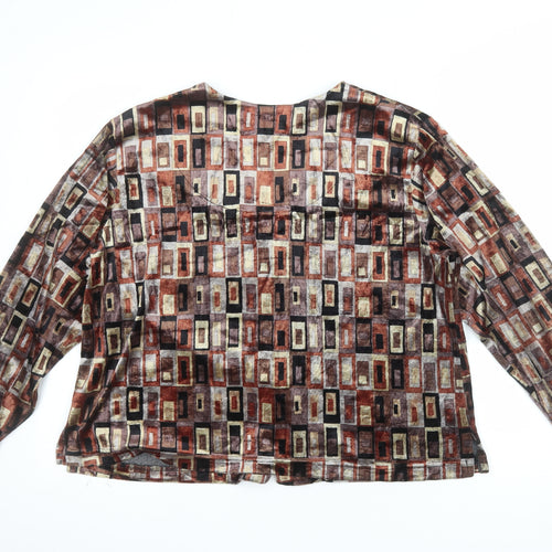 Adini Women’s Multicoloured Geometric Viscose Velvet Button-Up L Tunic Top
