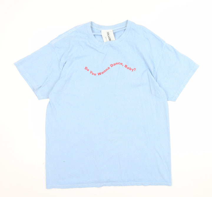 COLLUSION Men’s Blue Graphic Quote Cotton T-Shirt Size M