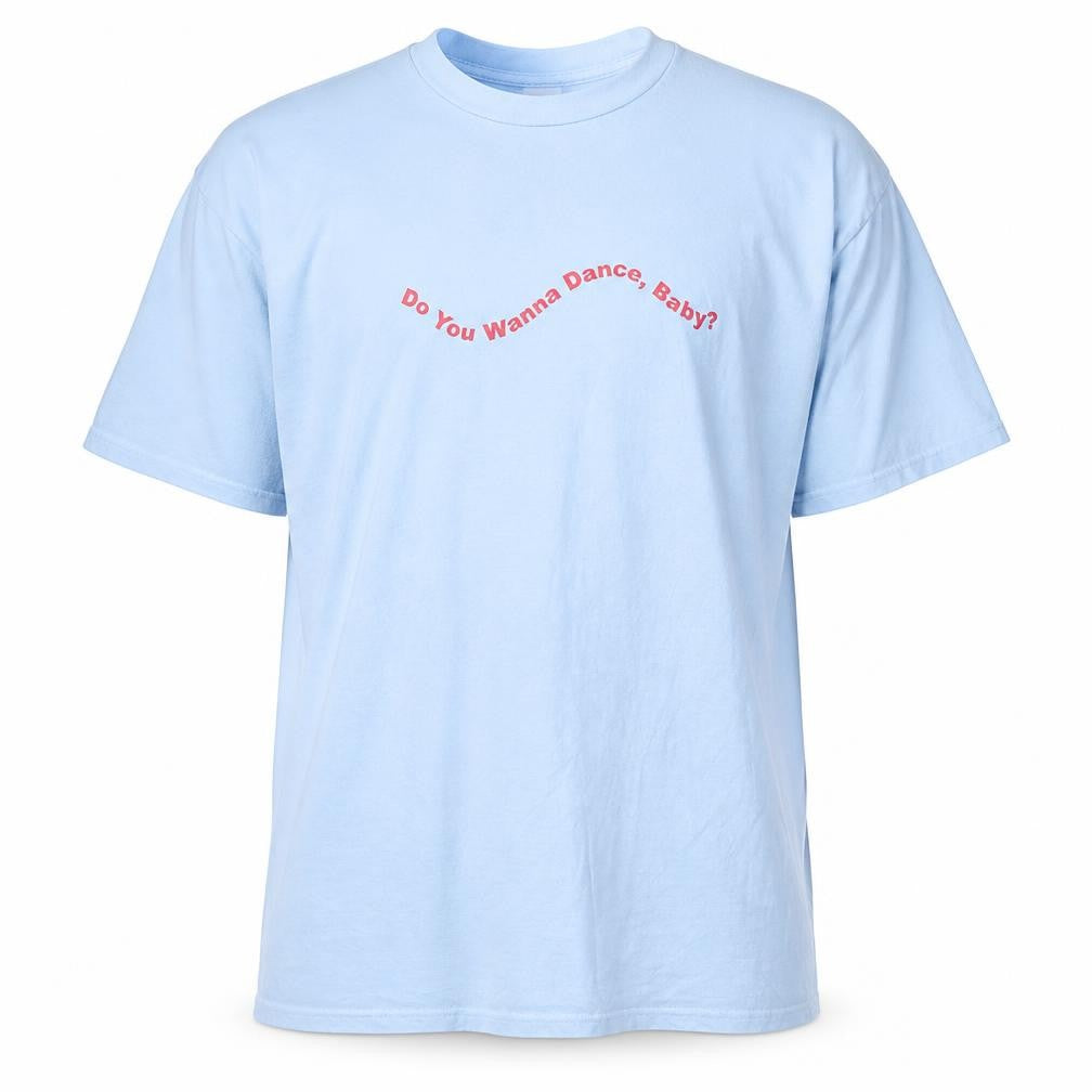 Front view of Collusion Men’s Blue Graphic Quote Cotton T-Shirt, size M