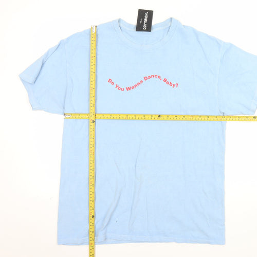 COLLUSION Men’s Blue Graphic Quote Cotton T-Shirt Size M