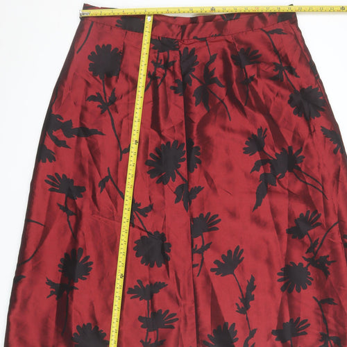Finery Women's Red Floral A-Line Midi Satin Skirt Size 20