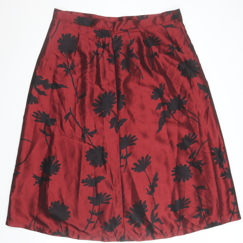 Finery Women's Red Floral A-Line Midi Satin Skirt Size 20