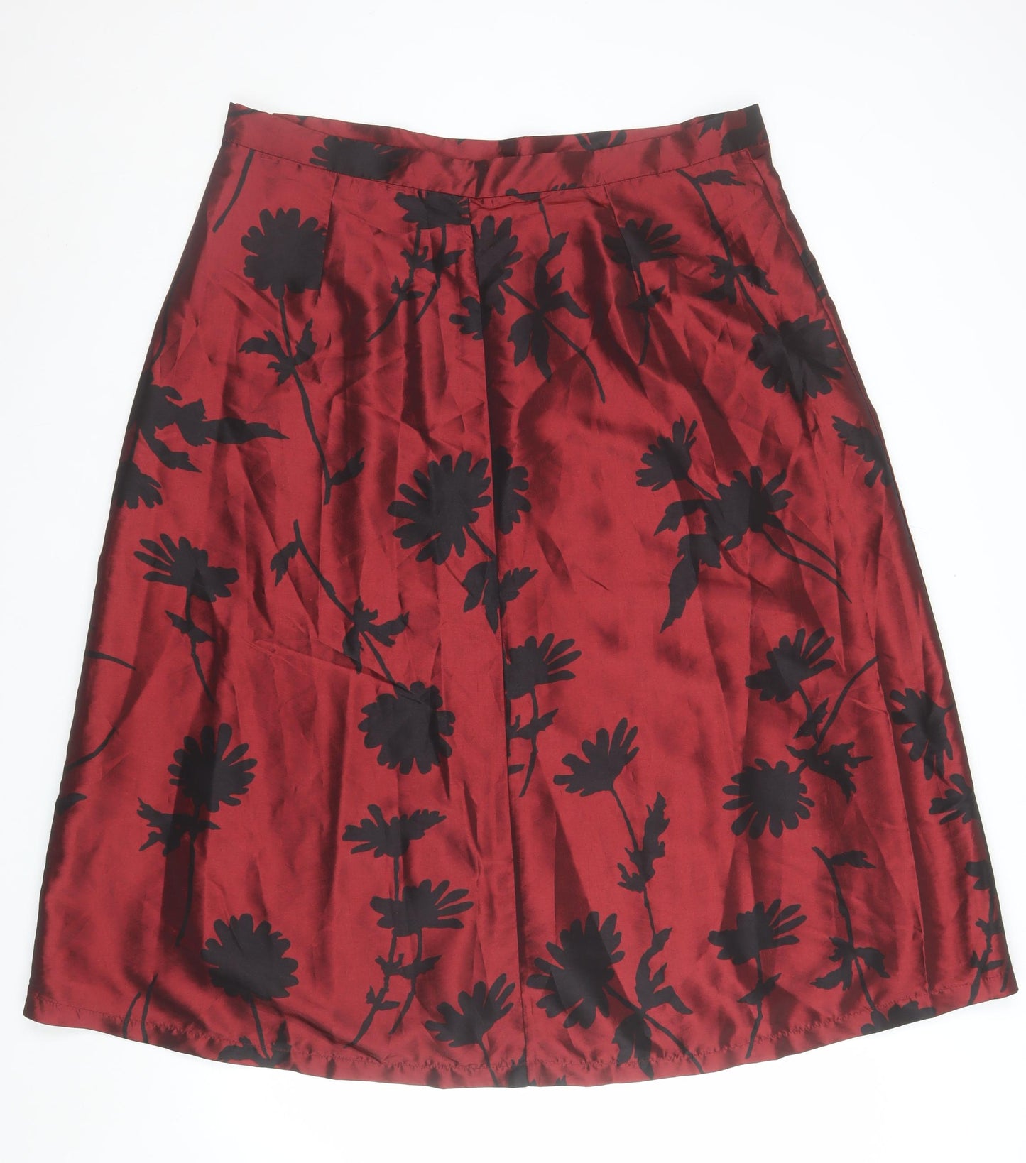 Finery Women's Red Floral A-Line Midi Satin Skirt Size 20