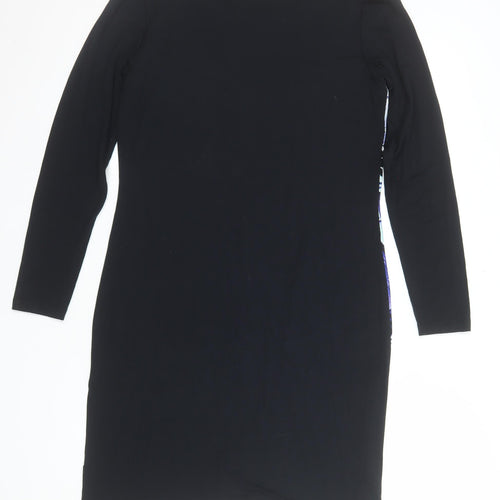 Olsen Womens Blue Graphic Shift Dress Size 12 Long Sleeve