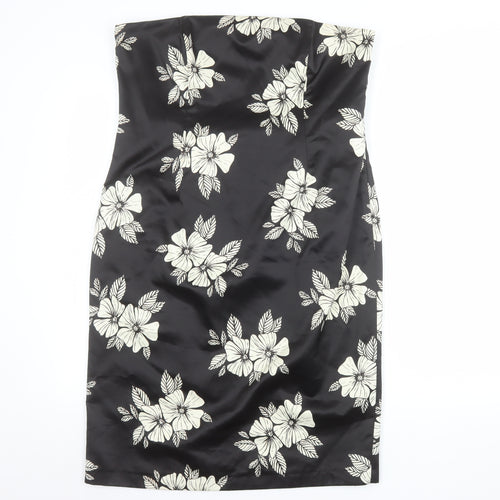 Principles Women’s Black Floral Strapless Bodycon Dress Size 16