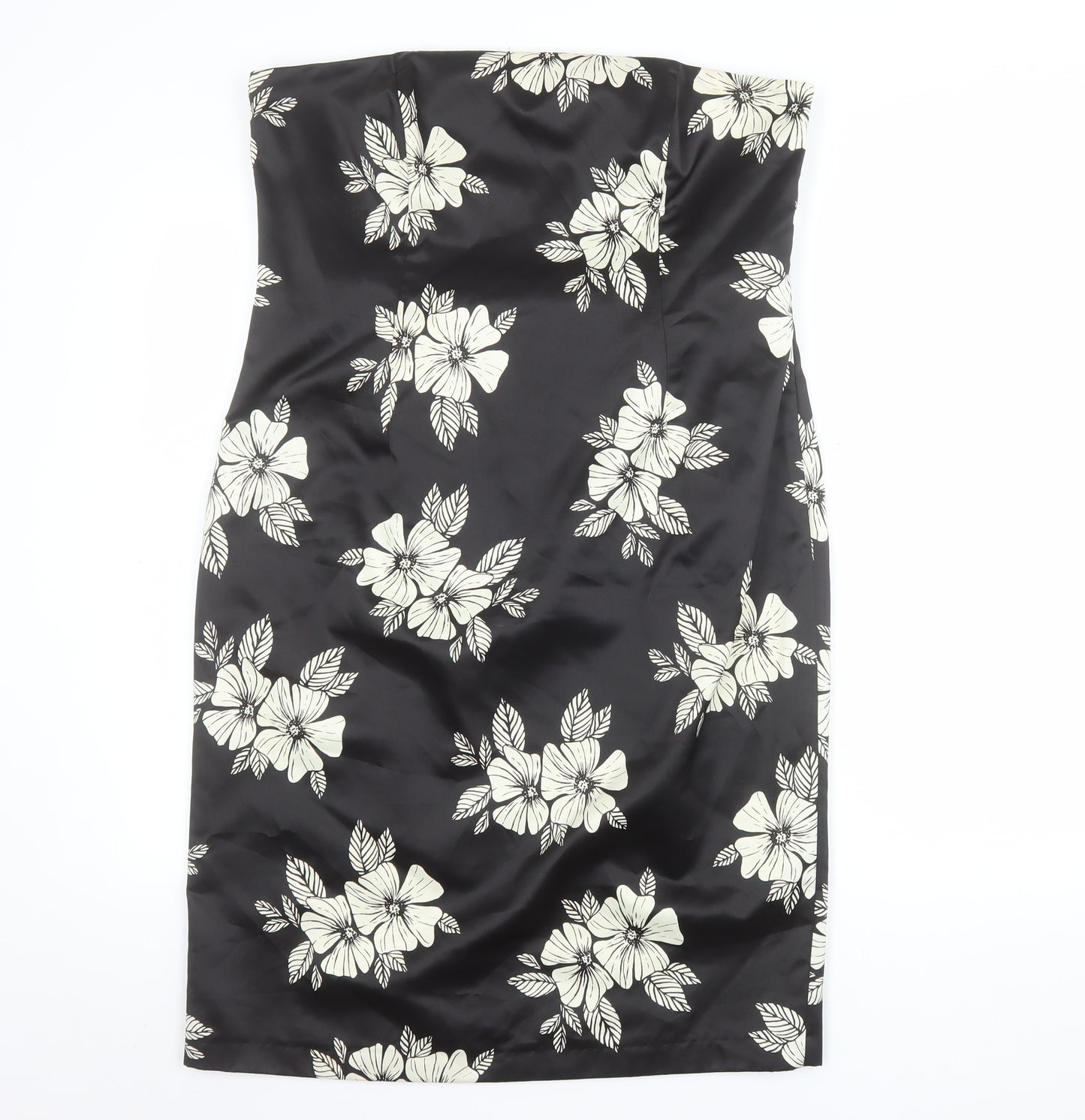 Principles Women’s Black Floral Strapless Bodycon Dress Size 16