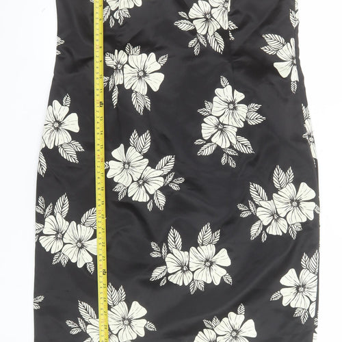 Principles Women’s Black Floral Strapless Bodycon Dress Size 16