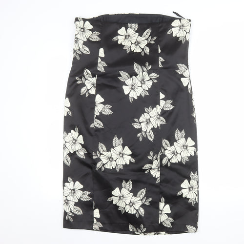 Principles Women’s Black Floral Strapless Bodycon Dress Size 16