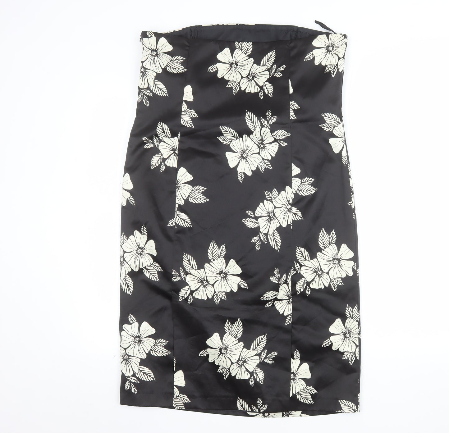 Principles Women’s Black Floral Strapless Bodycon Dress Size 16