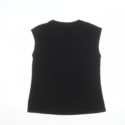 Anne Klein Women's Black Sleeveless V-Neck Button Blouse Size S
