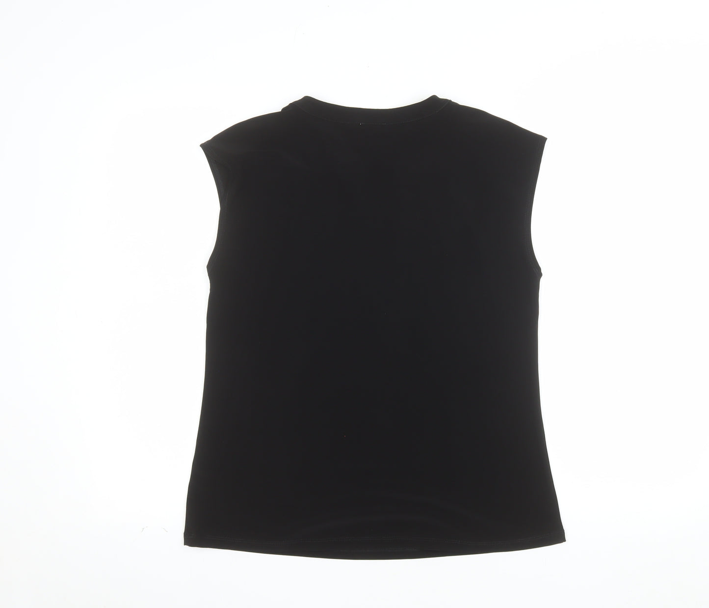 Anne Klein Women's Black Sleeveless V-Neck Button Blouse Size S