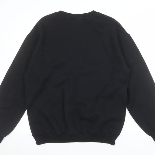 Topman Men's Black Art Face Embroidered Sweatshirt Size S Regular Fit