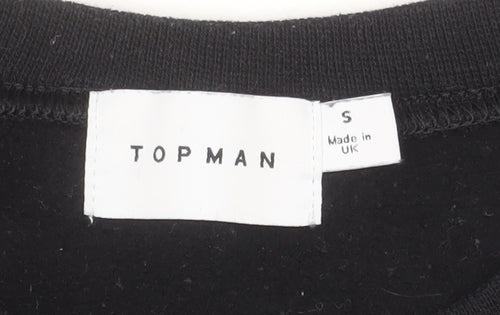 Topman Men's Black Art Face Embroidered Sweatshirt Size S Regular Fit
