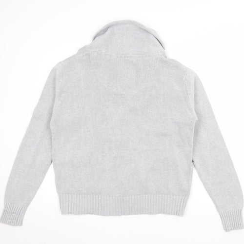 Brave Soul Men’s Grey Cotton Knit Cardigan L Casual Shawl Collar