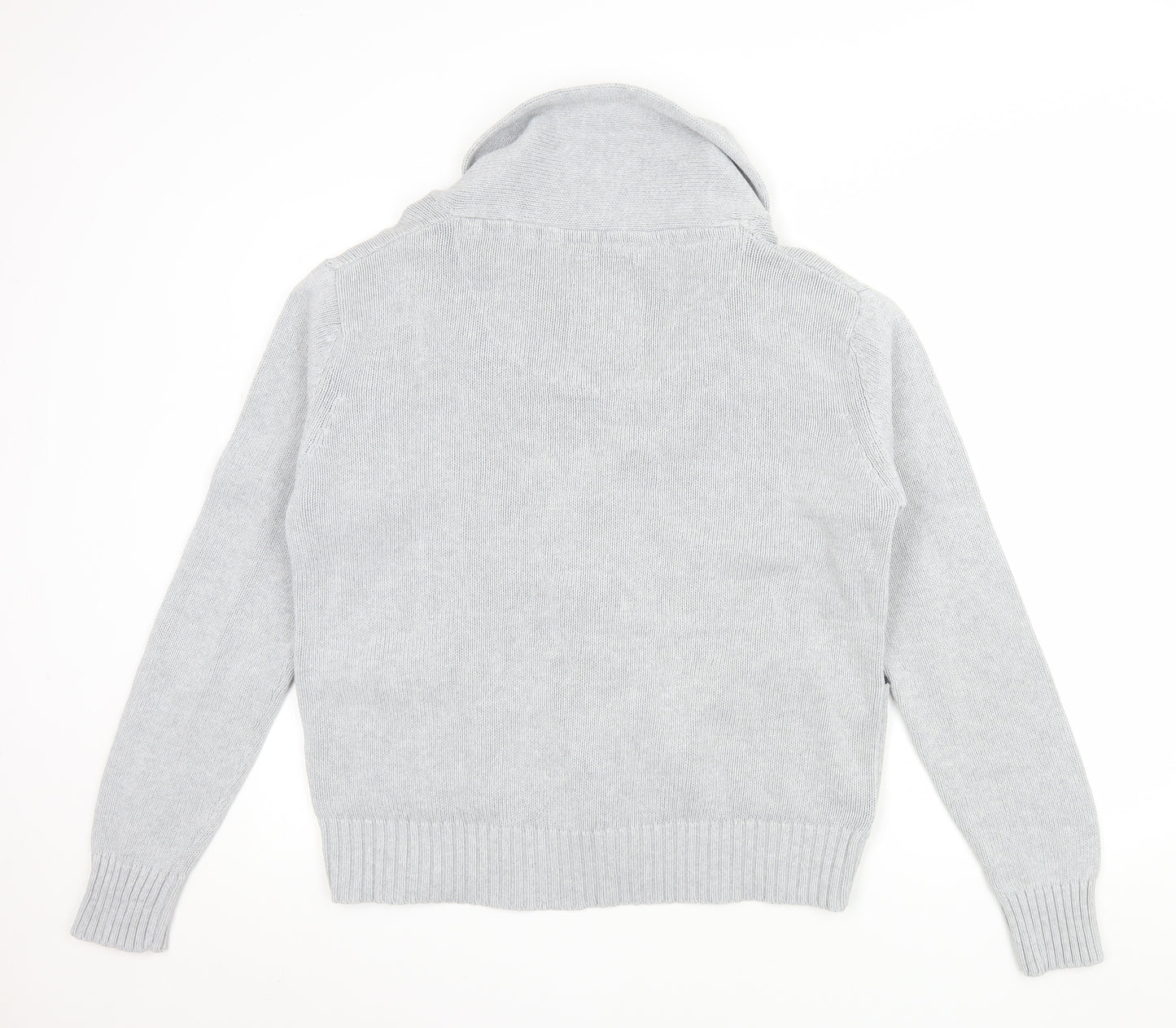 Brave Soul Men’s Grey Cotton Knit Cardigan L Casual Shawl Collar