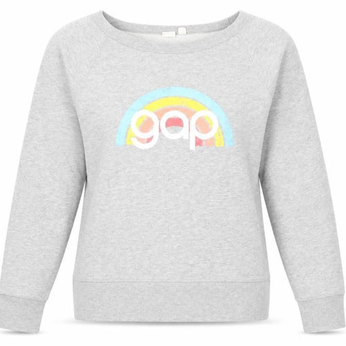 Gap Women Grey Logo Rainbow Pullover Sweatshirt M