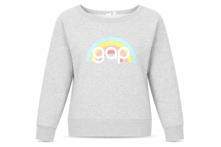 Gap Women Grey Logo Rainbow Pullover Sweatshirt M