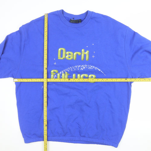 ASOS DESIGN Men's Blue Graphic 'Dark Future' Sweatshirt Size L