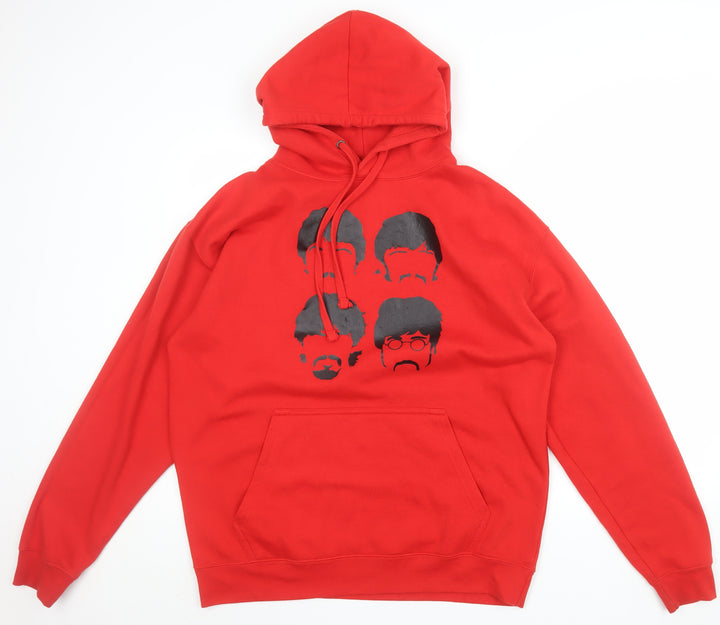 Club Classic Men's Red Pullover Hoodie Size L Graphic Print Cotton Blend