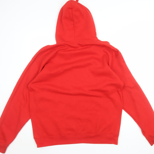 Club Classic Men's Red Pullover Hoodie Size L Graphic Print Cotton Blend