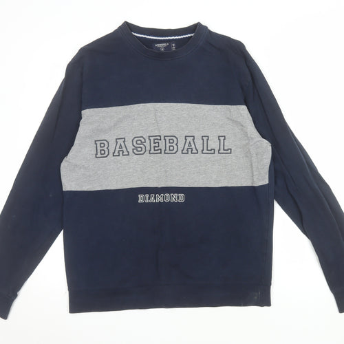 Springfield Men's Blue Cotton Baseball Graphic Pullover Sweatshirt M