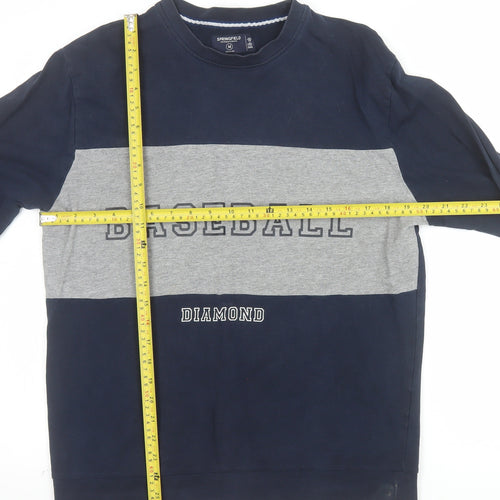 Springfield Men's Blue Cotton Baseball Graphic Pullover Sweatshirt M