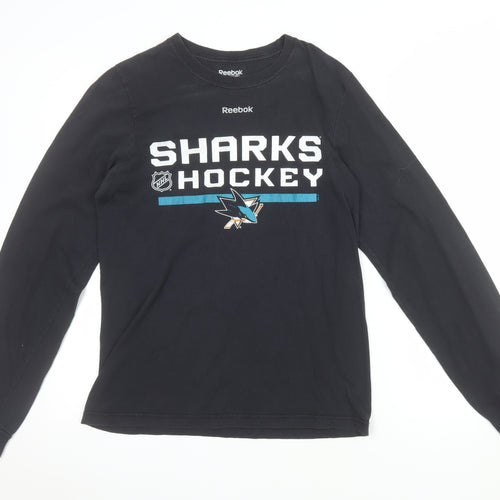 Reebok Men's Black Long Sleeve Sharks Hockey T-Shirt Size S