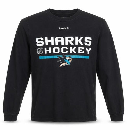 Reebok Men's Black Long Sleeve Sharks Hockey T-Shirt Size S