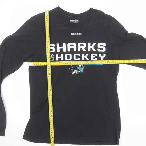 Reebok Men's Black Long Sleeve Sharks Hockey T-Shirt Size S