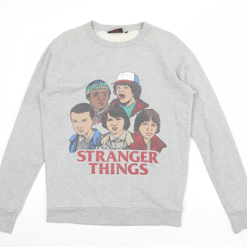 Stranger Things Unisex Grey XS Pullover Sweatshirt Graphic Print