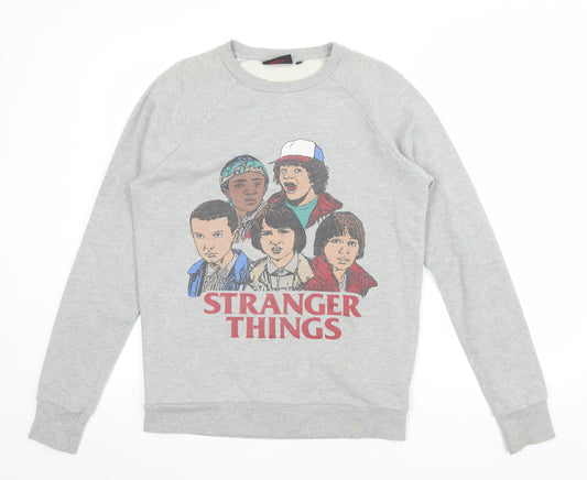Stranger Things Unisex Grey XS Pullover Sweatshirt Graphic Print