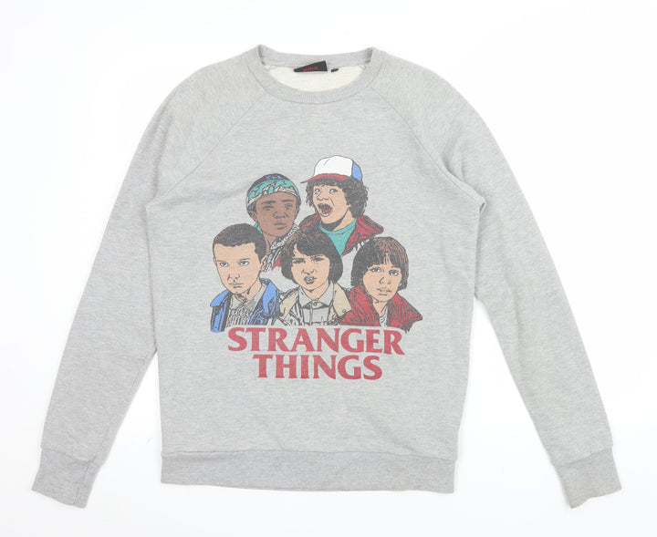 Stranger Things Unisex Grey XS Pullover Sweatshirt Graphic Print