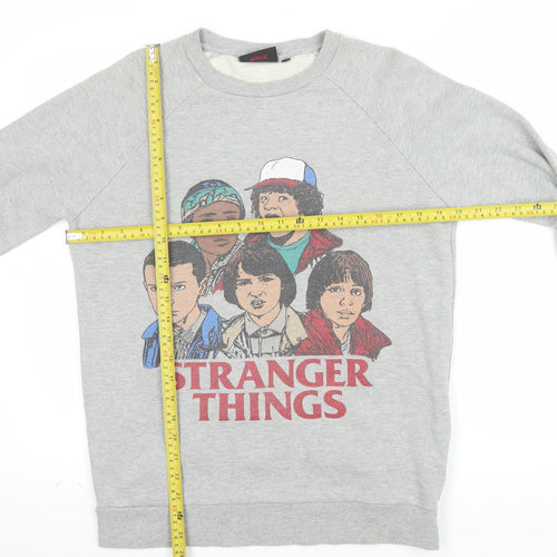 Stranger Things Unisex Grey XS Pullover Sweatshirt Graphic Print