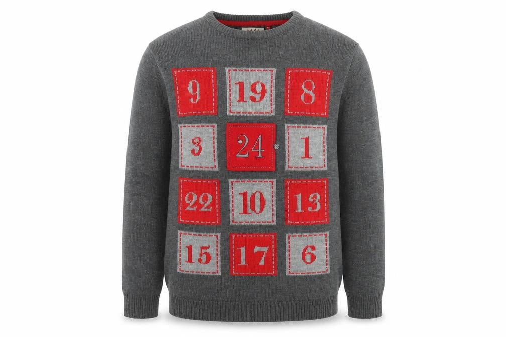 Front view of Its Cold Outside Men's Grey Christmas Crew Neck Jumper M