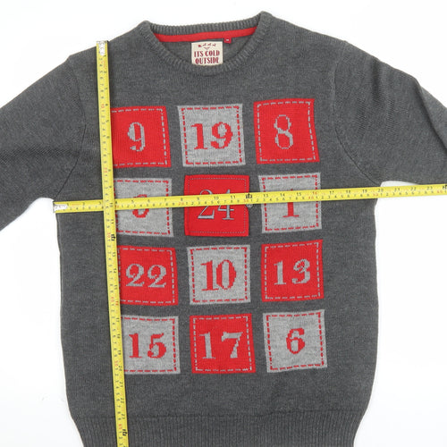 Its Cold Outside Men's Grey Christmas Crew Neck Jumper M