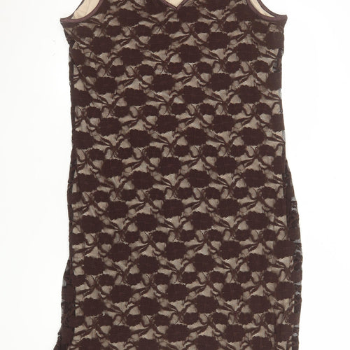 Agenda Women Brown Lace Sleeveless Sheath Dress Size 18