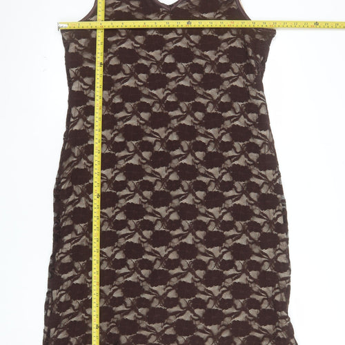Agenda Women Brown Lace Sleeveless Sheath Dress Size 18
