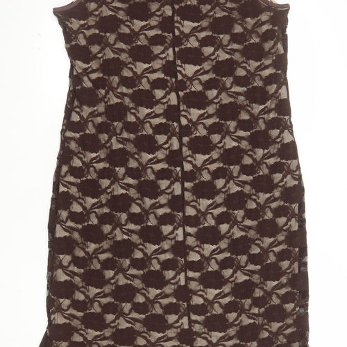 Agenda Women Brown Lace Sleeveless Sheath Dress Size 18