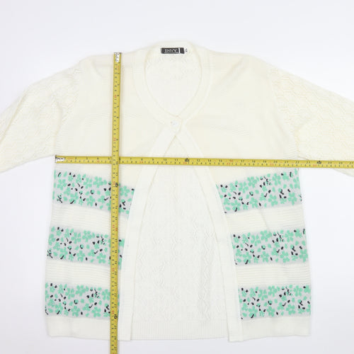 Envy Women Ivory Floral Knit Cardigan XL Acrylic Long Sleeve