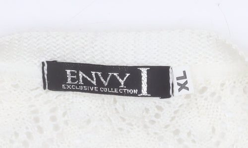Envy Women Ivory Floral Knit Cardigan XL Acrylic Long Sleeve