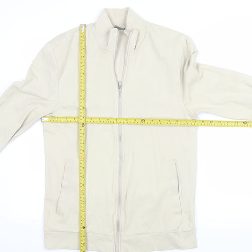 ASOS Men Beige Full Zip Sweatshirt Medium High Neck Cotton Blend