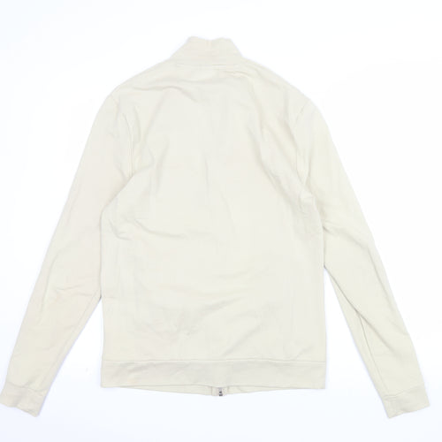 ASOS Men Beige Full Zip Sweatshirt Medium High Neck Cotton Blend