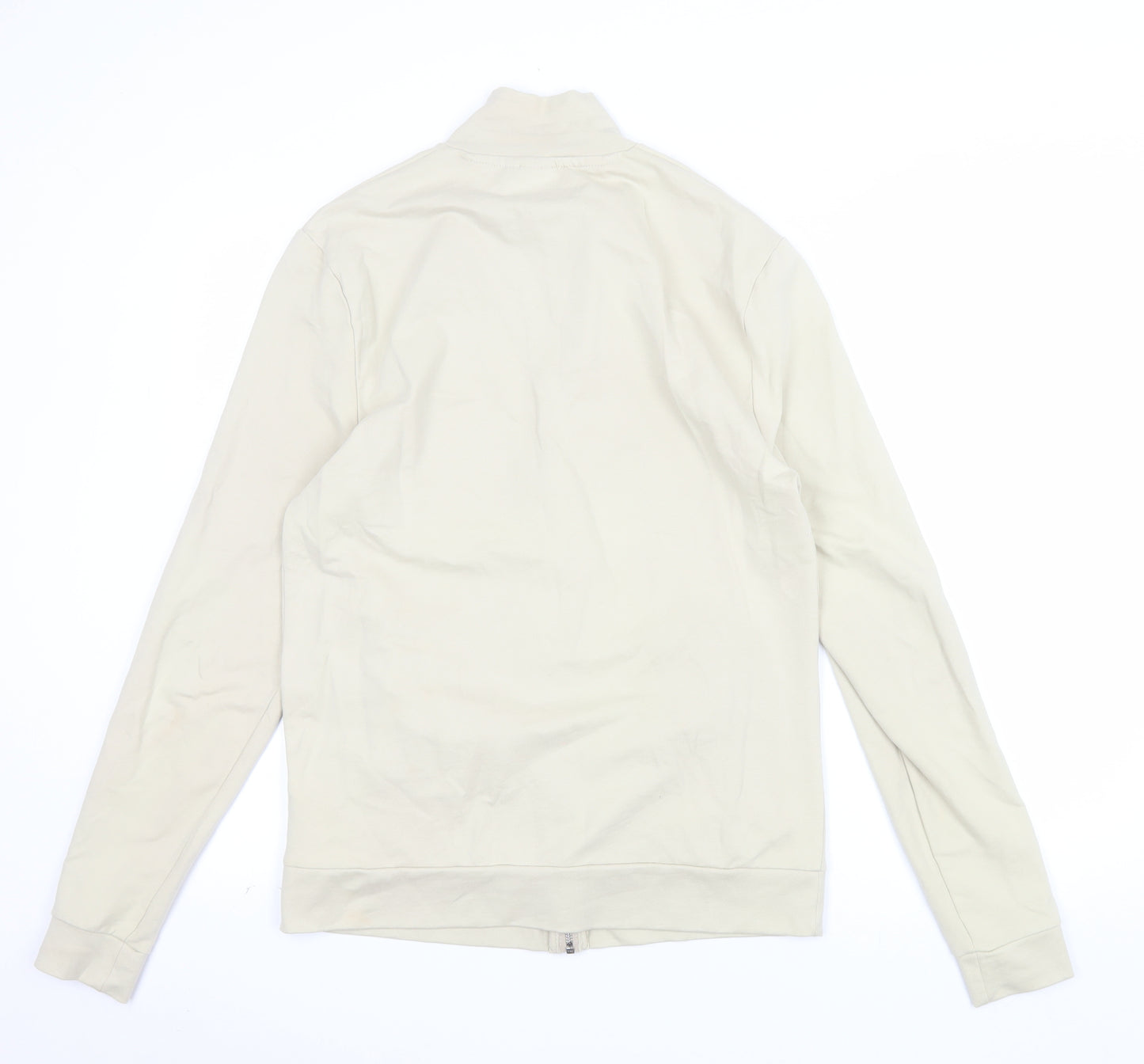 ASOS Men Beige Full Zip Sweatshirt Medium High Neck Cotton Blend