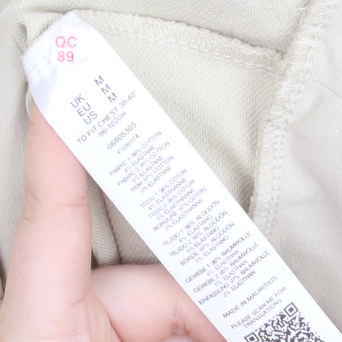 ASOS Men Beige Full Zip Sweatshirt Medium High Neck Cotton Blend