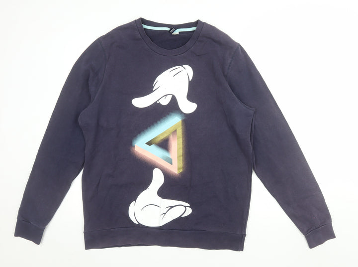 H&M Men Blue Disney Cartoon Graphic Print XL Pullover Sweatshirt