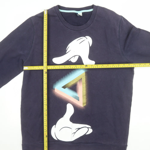 H&M Men Blue Disney Cartoon Graphic Print XL Pullover Sweatshirt